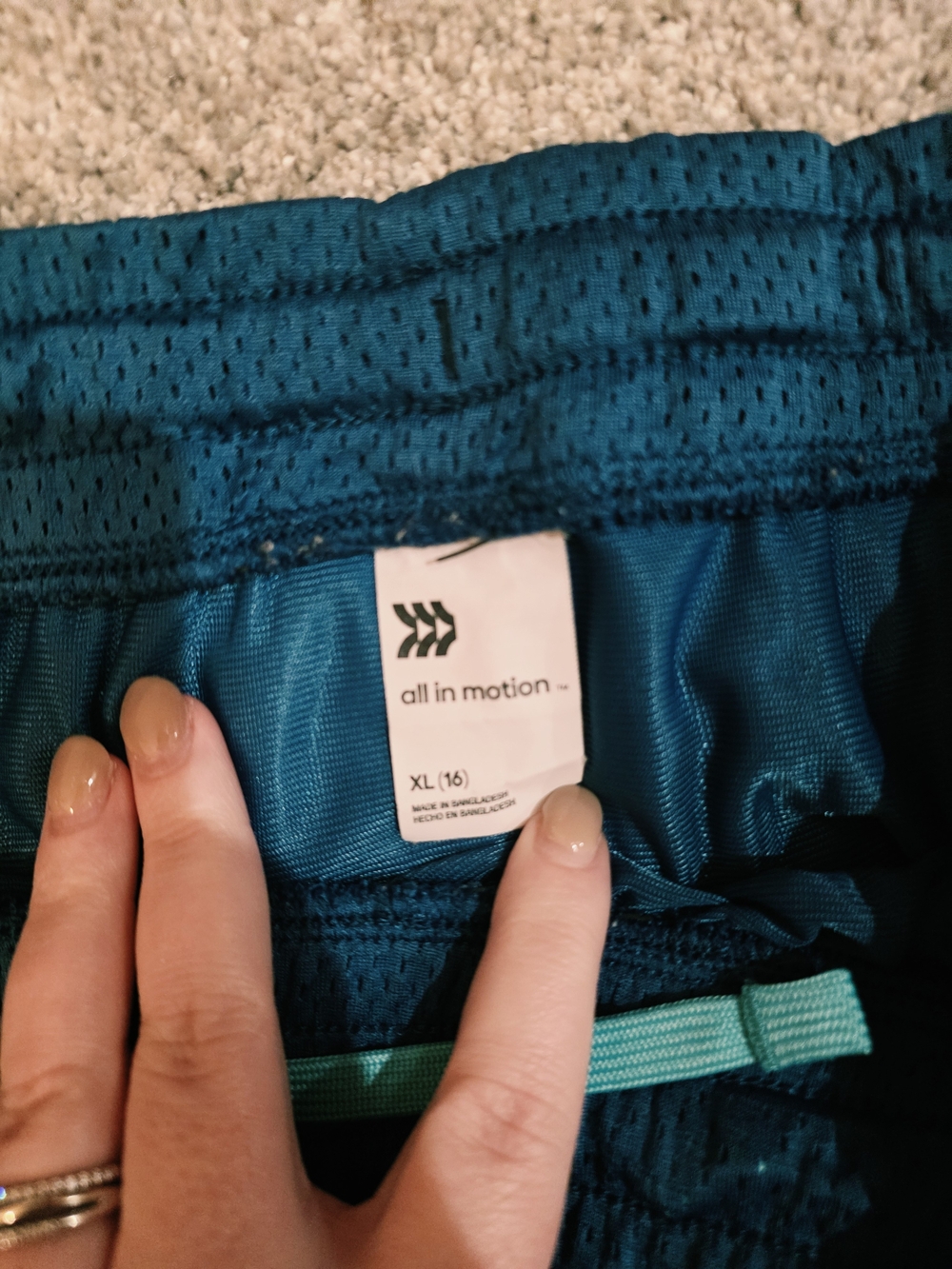 all in motion Kids XL 16 Teal Mesh Athletic Shorts - Picture 2 of 3